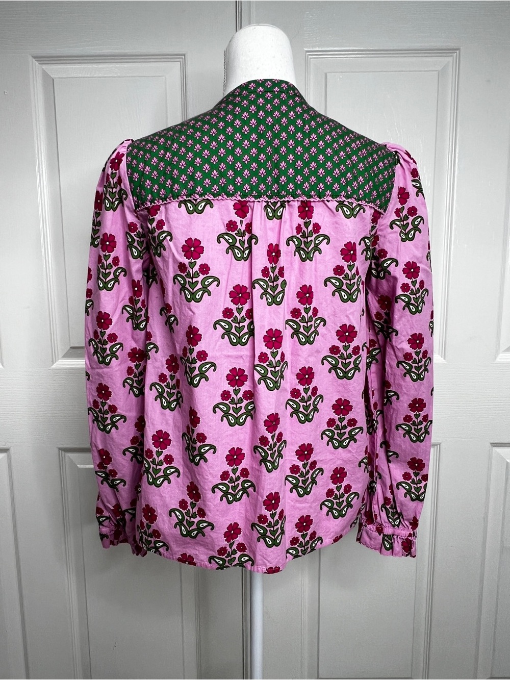 Boden Arabella Cotton Blouse Meadowsweet Pink Pansy Stamp Floral Top Size 6 - Picture 12 of 16
